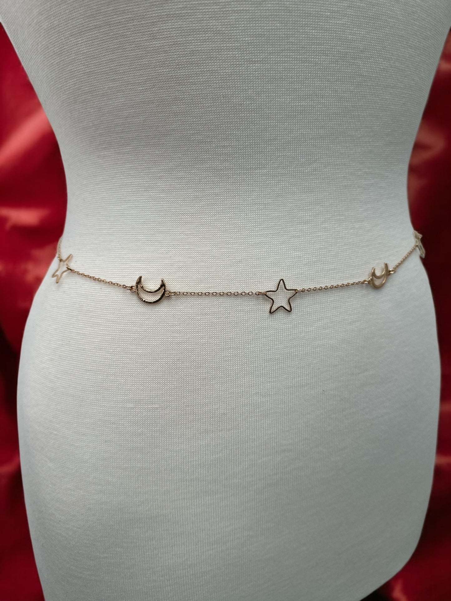 Moon and Stars Waist Chain – Gold Belly Body Jewellery for Festival & Summer Fashion UK