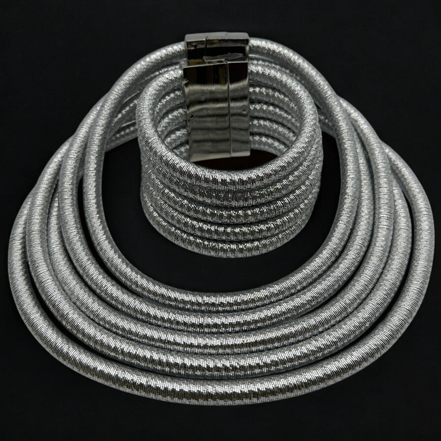 Multilayered Rope Statement Choker Set – Magnetic Closure Collar Necklace