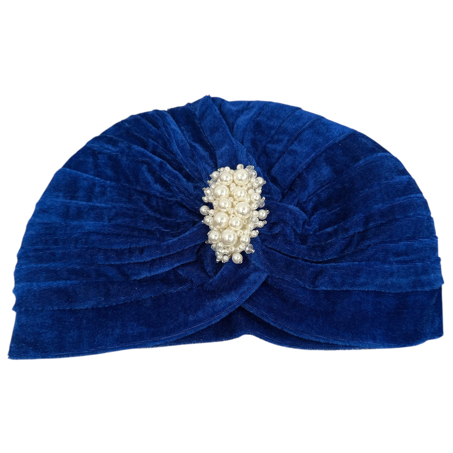 Elegant Velvet Turban Cap with Pearl Beads – Pre-Tied, Lightweight, Ready to Wear Headwrap for Women - Fatisha Boutique #