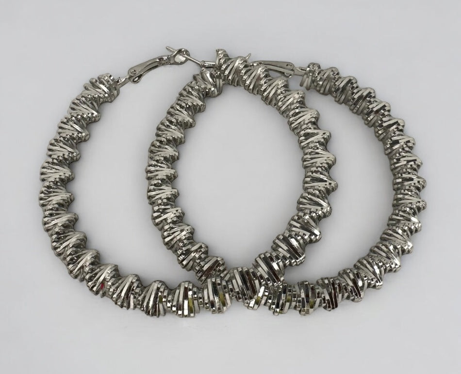 7CM Chunky Spiral Spring Metal Design Statement Hoop Earrings - Fatisha Boutique #