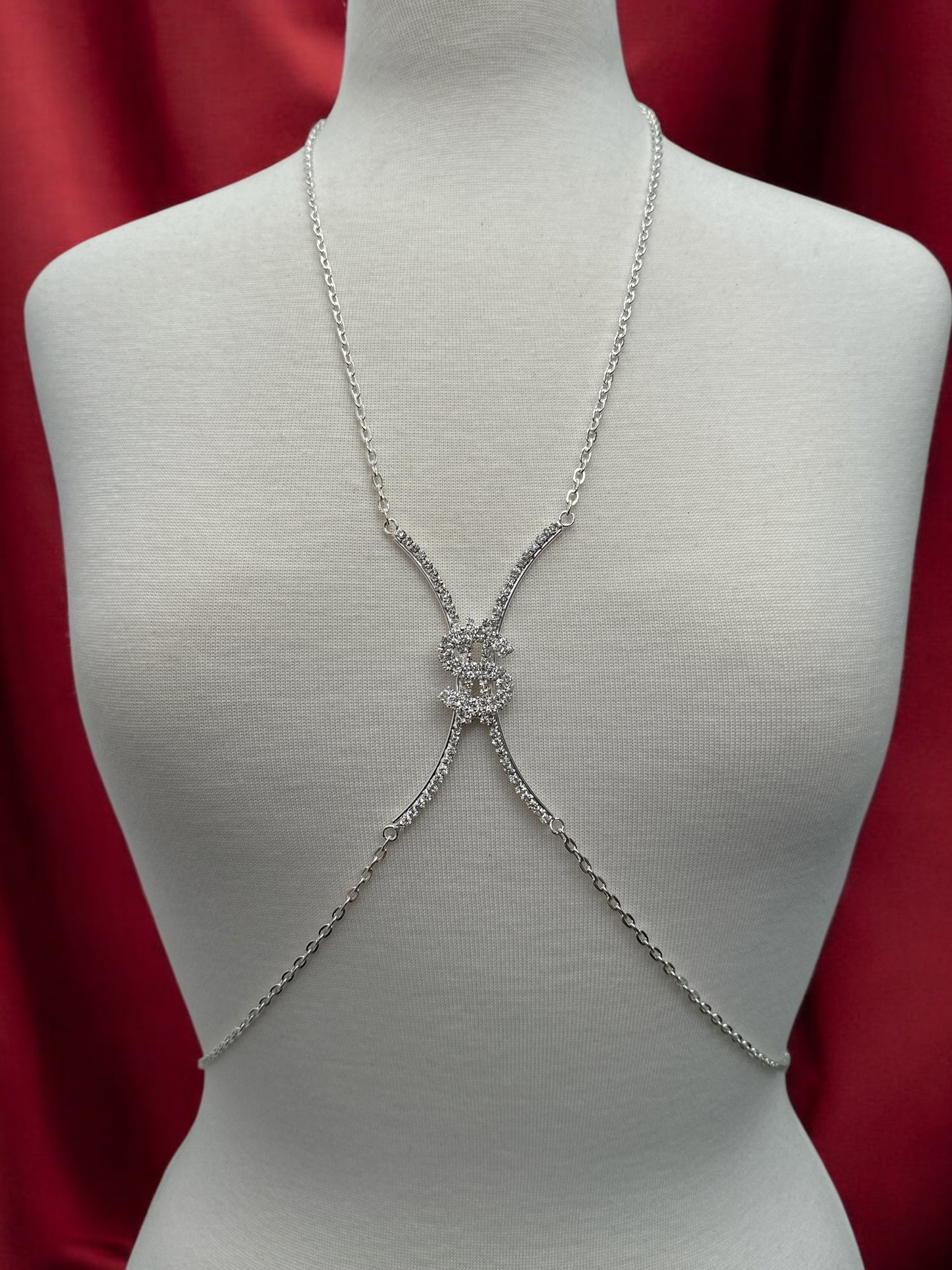 Rhinestone Dollar Sign Body Chain Jewellery – Statement Bling in Gold & Silver for Bold Outfits - Fatisha Boutique #