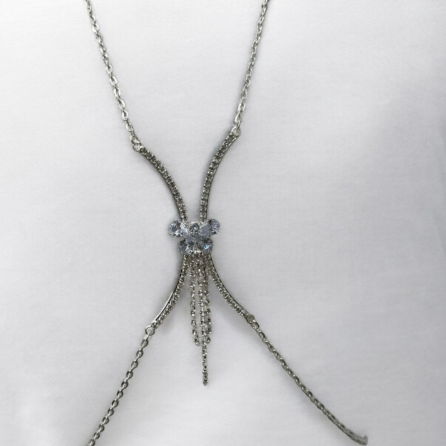 Elegant Butterfly Rhinestone Body Chain – Gold & Silver Crystal Waist Jewellery Accessory - Fatisha Boutique #