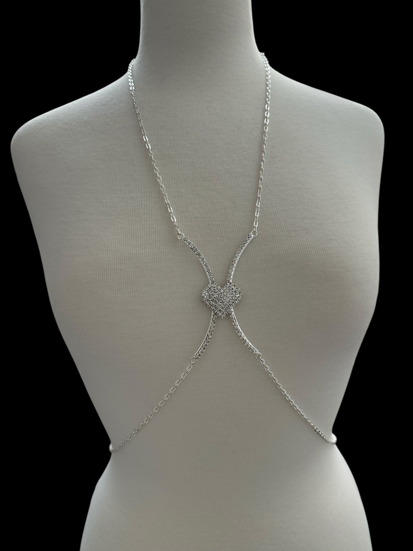 Heart Rhinestone Body Chain – Adjustable Gold & Silver Body Jewellery for Women UK - Fatisha Boutique #