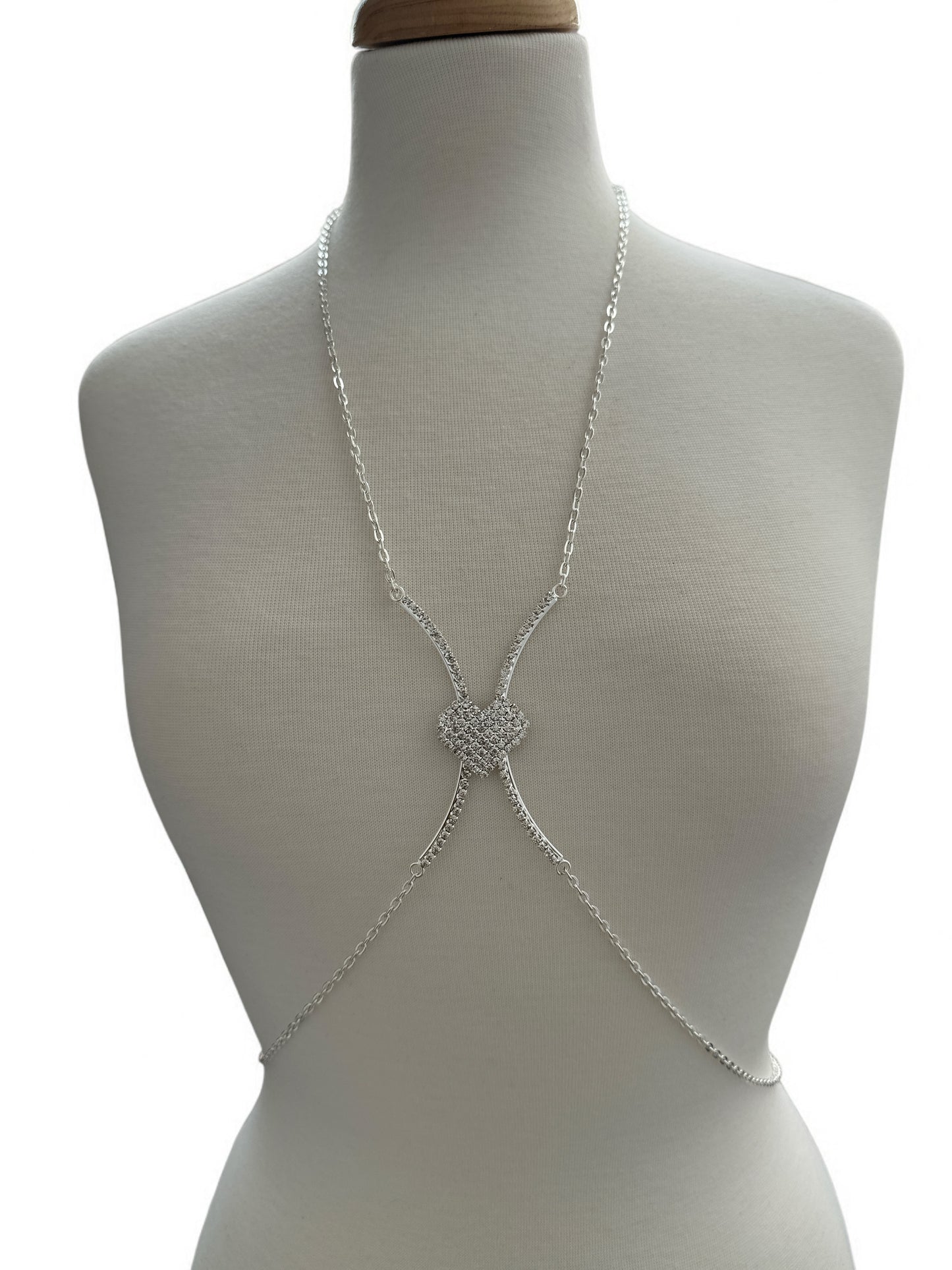 Heart Rhinestone Body Chain – Adjustable Gold & Silver Body Jewellery for Women UK - Fatisha Boutique #