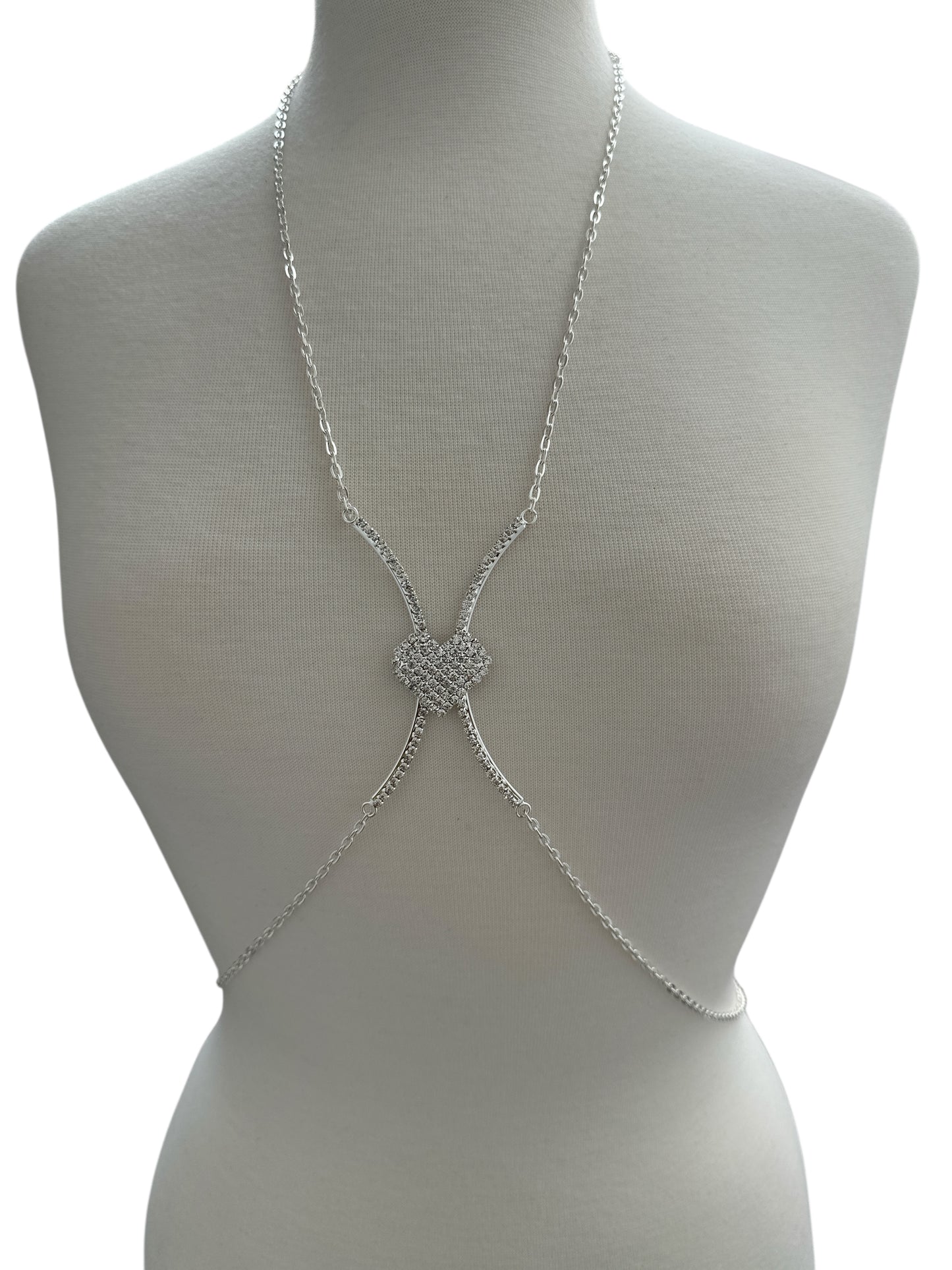 Heart Rhinestone Body Chain – Adjustable Gold & Silver Body Jewellery for Women UK - Fatisha Boutique #