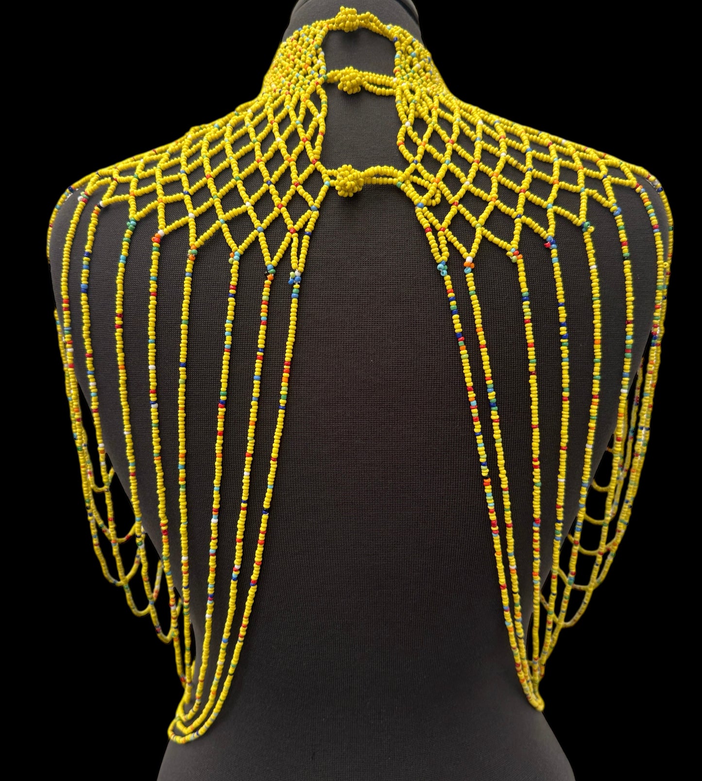Yellow Maasai Zulu Beaded Collar – Authentic African Tribal Body Necklace - Fatisha Boutique #