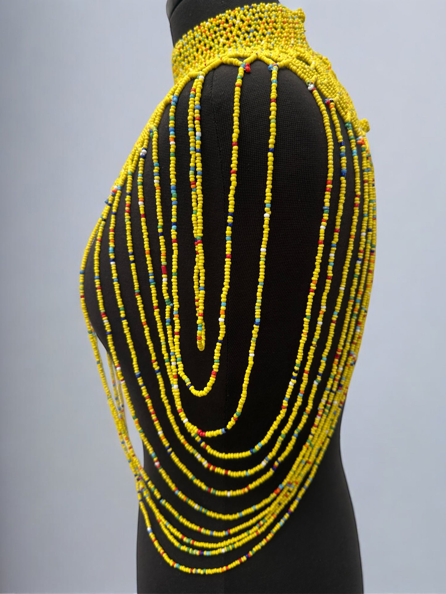 Yellow Maasai Zulu Beaded Collar – Authentic African Tribal Body Necklace - Fatisha Boutique #