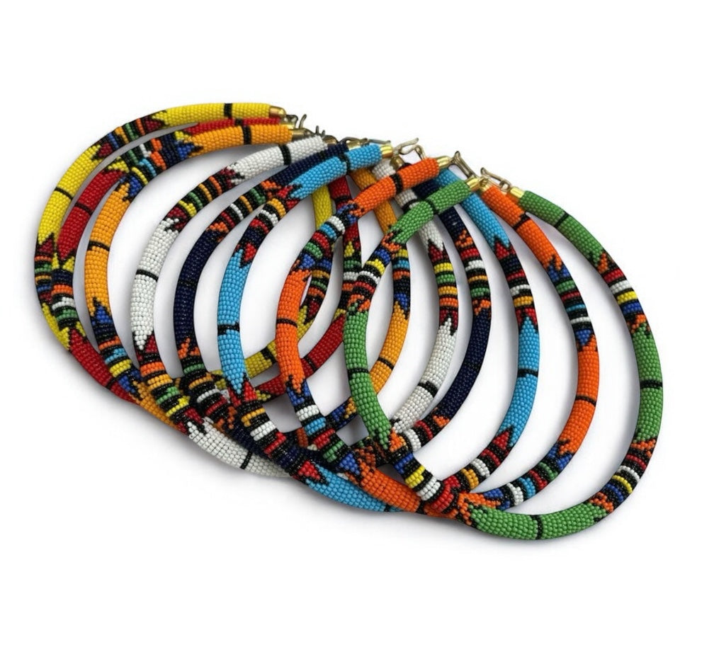 Authentic African Maasai Beaded Necklace – Handmade Multicolour Tribal Jewellery for Women