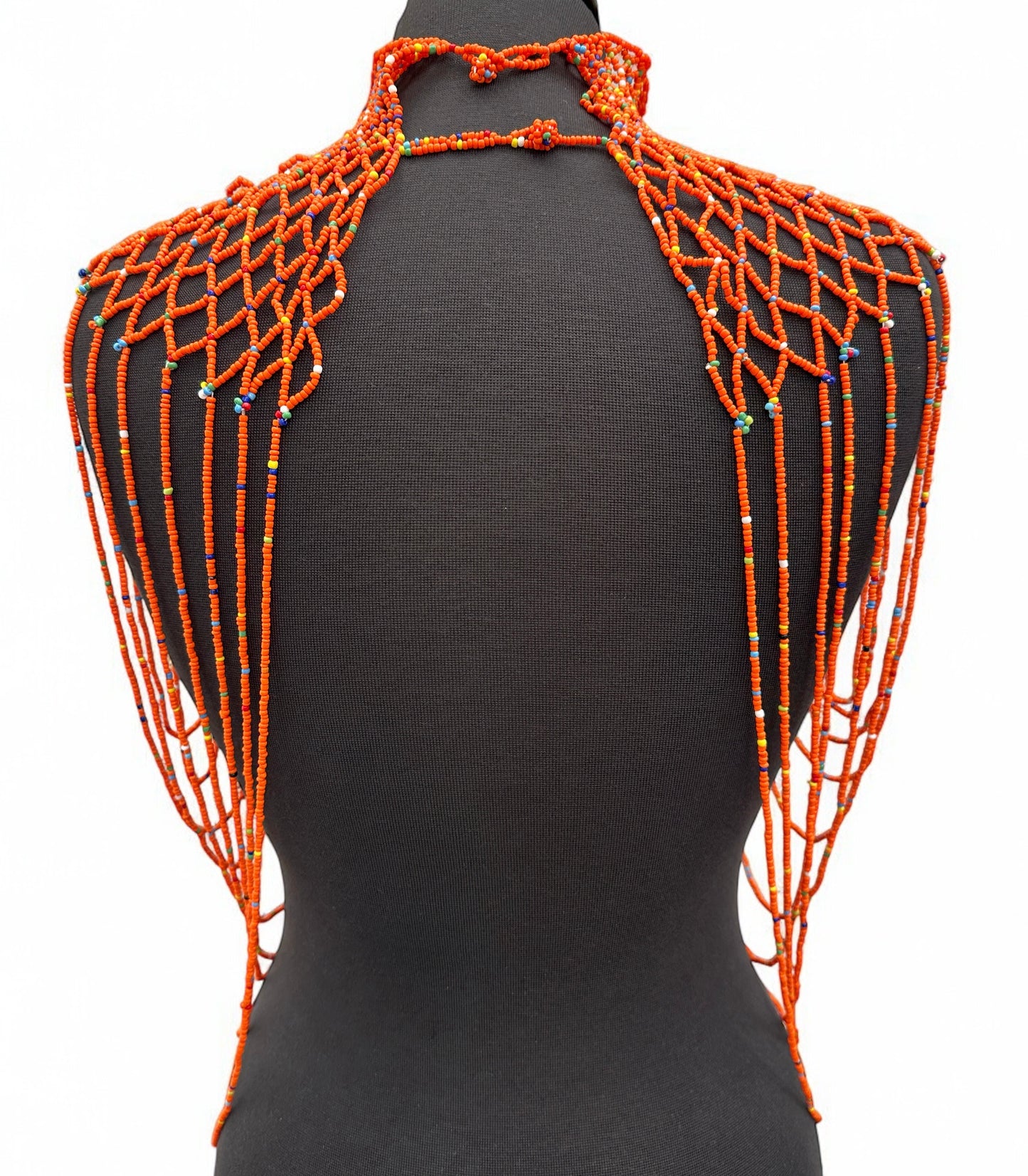 Orange Maasai Zulu Beaded Collar – Authentic African Body Jewellery for Women