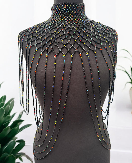 Black Maasai Zulu Beaded Collar – African Tribal Festival Necklace | Afrocentric Fashion UK - Fatisha Boutique #