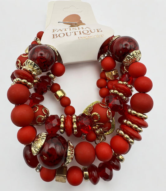 Bohemia 4-Piece Beaded Bracelet Set – Heart Charm Stack – Elegant Women’s Jewellery UK - Fatisha Boutique #