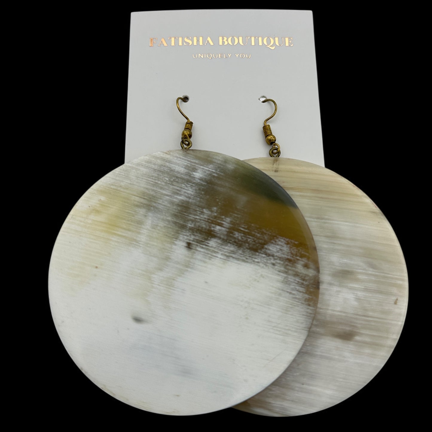 Handcrafted Oversized Natural Buffalo Horn Earrings – Elegant Boho Dangle Statement Jewellery - Fatisha Boutique #