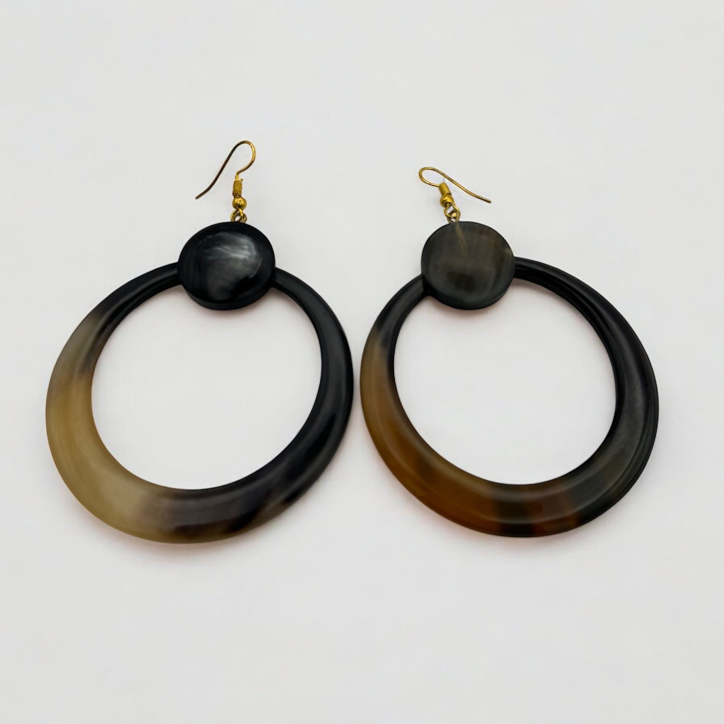Natural Buffalo Horn Dangle Earrings – Handmade Organic Statement Jewellery for Women UK - Fatisha Boutique #