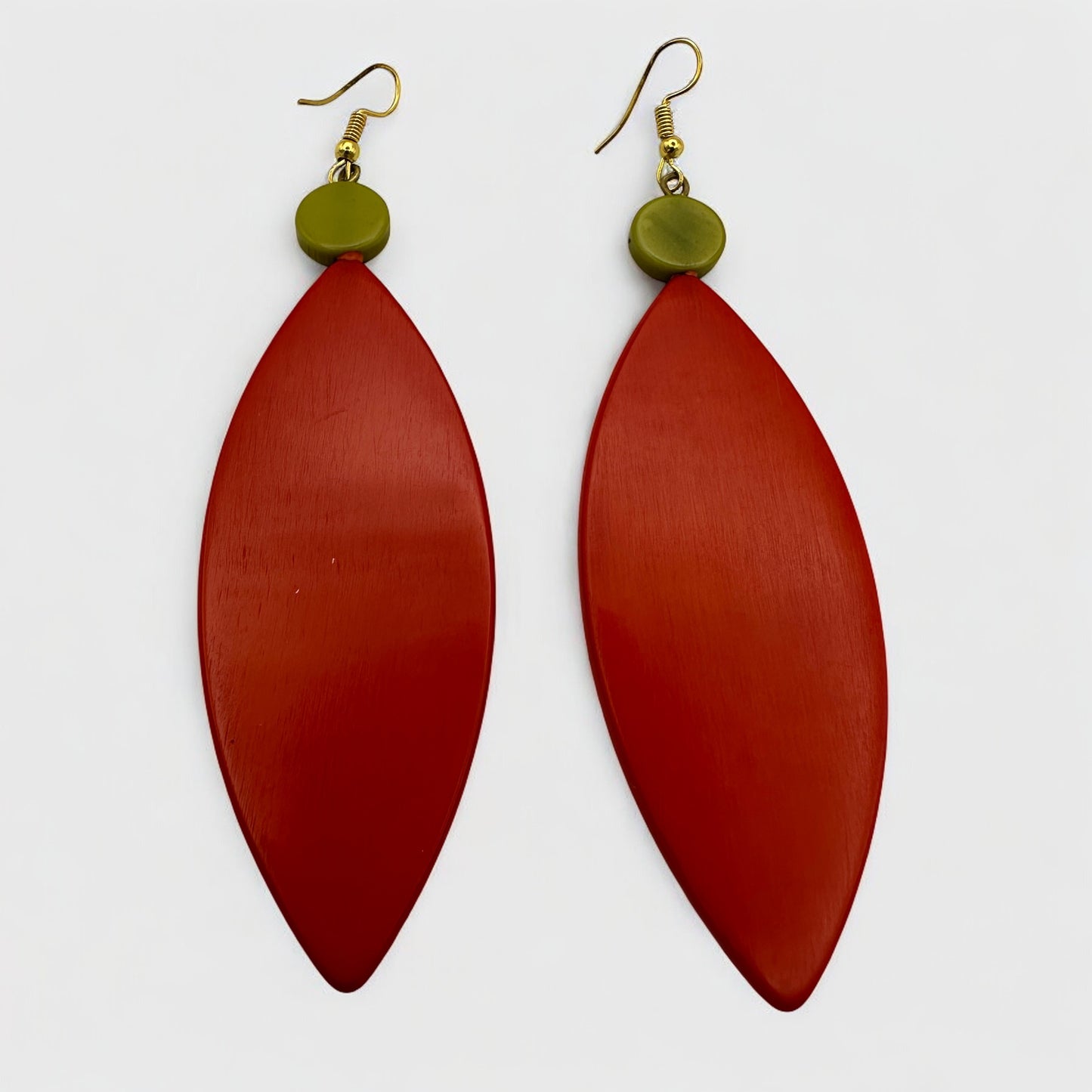 Handcrafted Long Dangle Resin Earrings – Bold Red & Green Statement Jewellery for Women UK