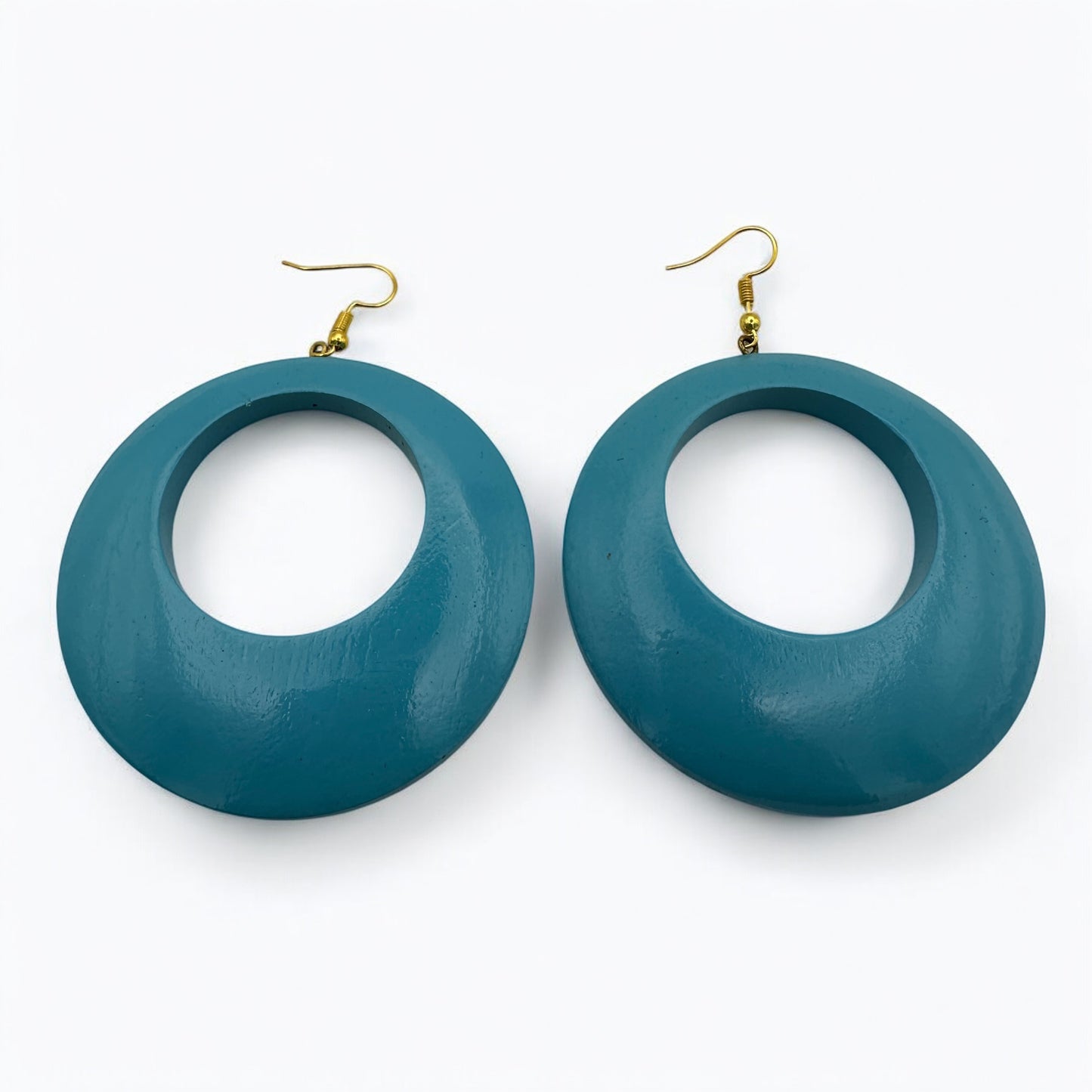 Blue Wooden Dangle Ethnic Earrings – Lightweight Handmade Boho Statement Jewellery for Women UK - Fatisha Boutique #