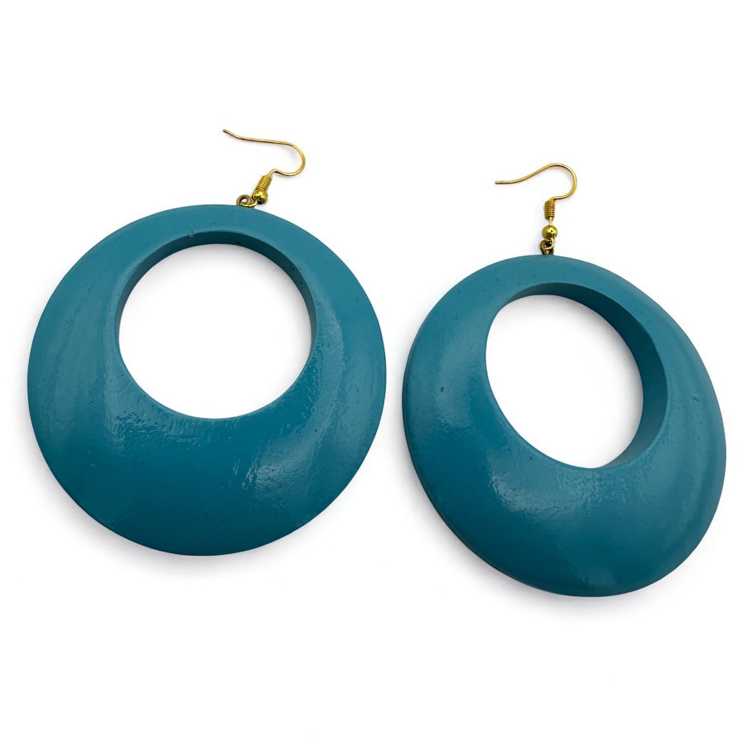 Blue Wooden Dangle Ethnic Earrings – Lightweight Handmade Boho Statement Jewellery for Women UK - Fatisha Boutique #
