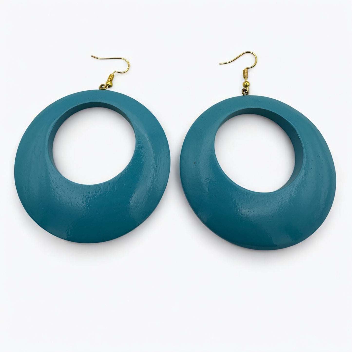 Blue Wooden Dangle Ethnic Earrings – Lightweight Handmade Boho Statement Jewellery for Women UK - Fatisha Boutique #