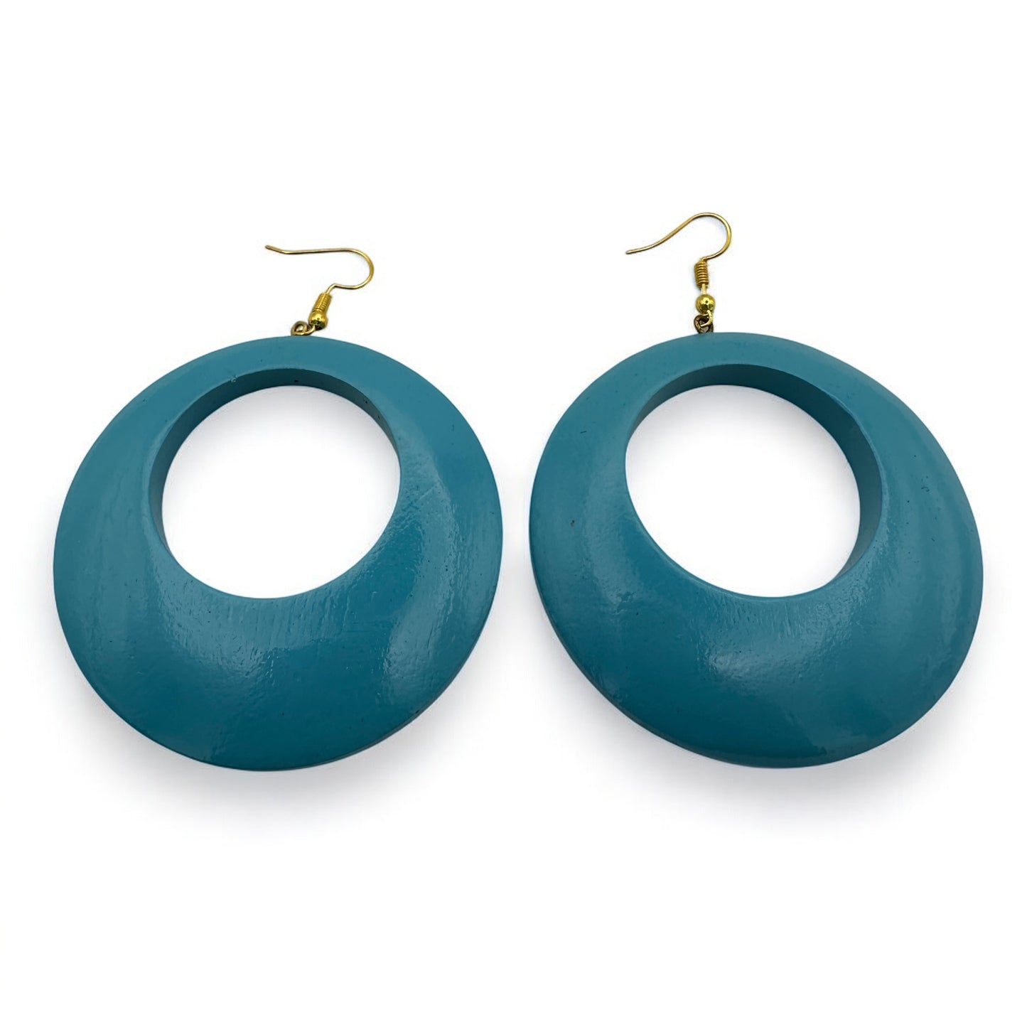 Blue Wooden Dangle Ethnic Earrings – Lightweight Handmade Boho Statement Jewellery for Women UK - Fatisha Boutique #