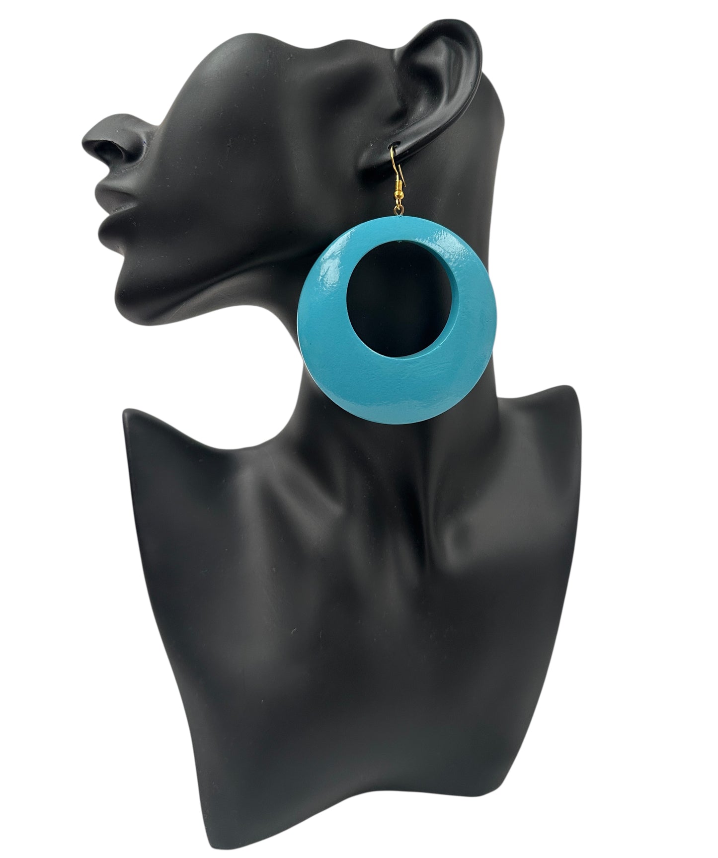 Blue Wooden Dangle Ethnic Earrings – Lightweight Handmade Boho Statement Jewellery for Women UK - Fatisha Boutique #