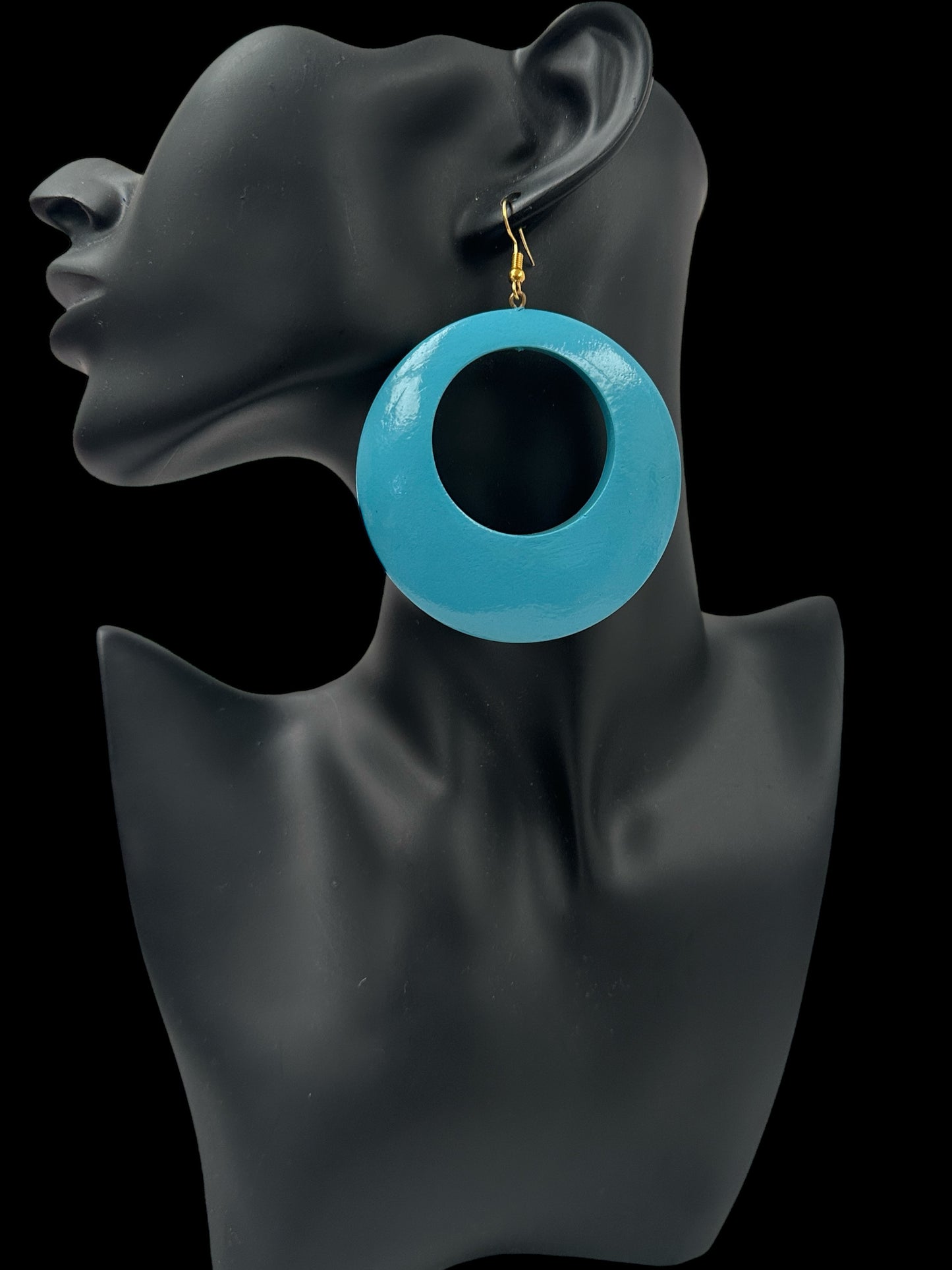 Blue Wooden Dangle Ethnic Earrings – Lightweight Handmade Boho Statement Jewellery for Women UK - Fatisha Boutique #
