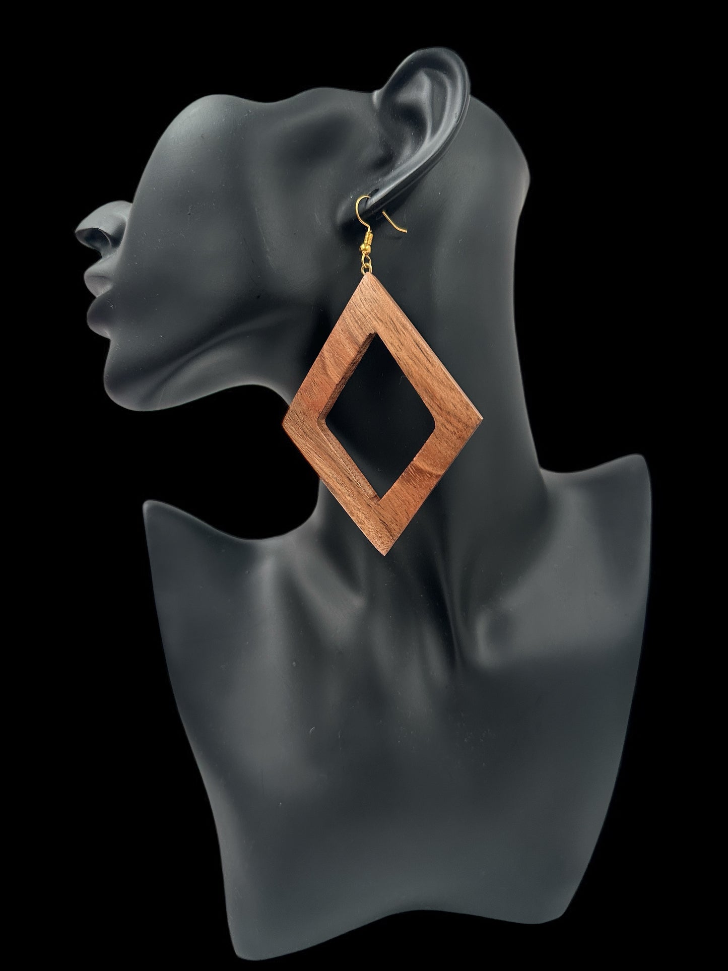 Geometric Wooden Square Dangle Earrings – Handmade Lightweight Boho Jewellery for Women UK - Fatisha Boutique #