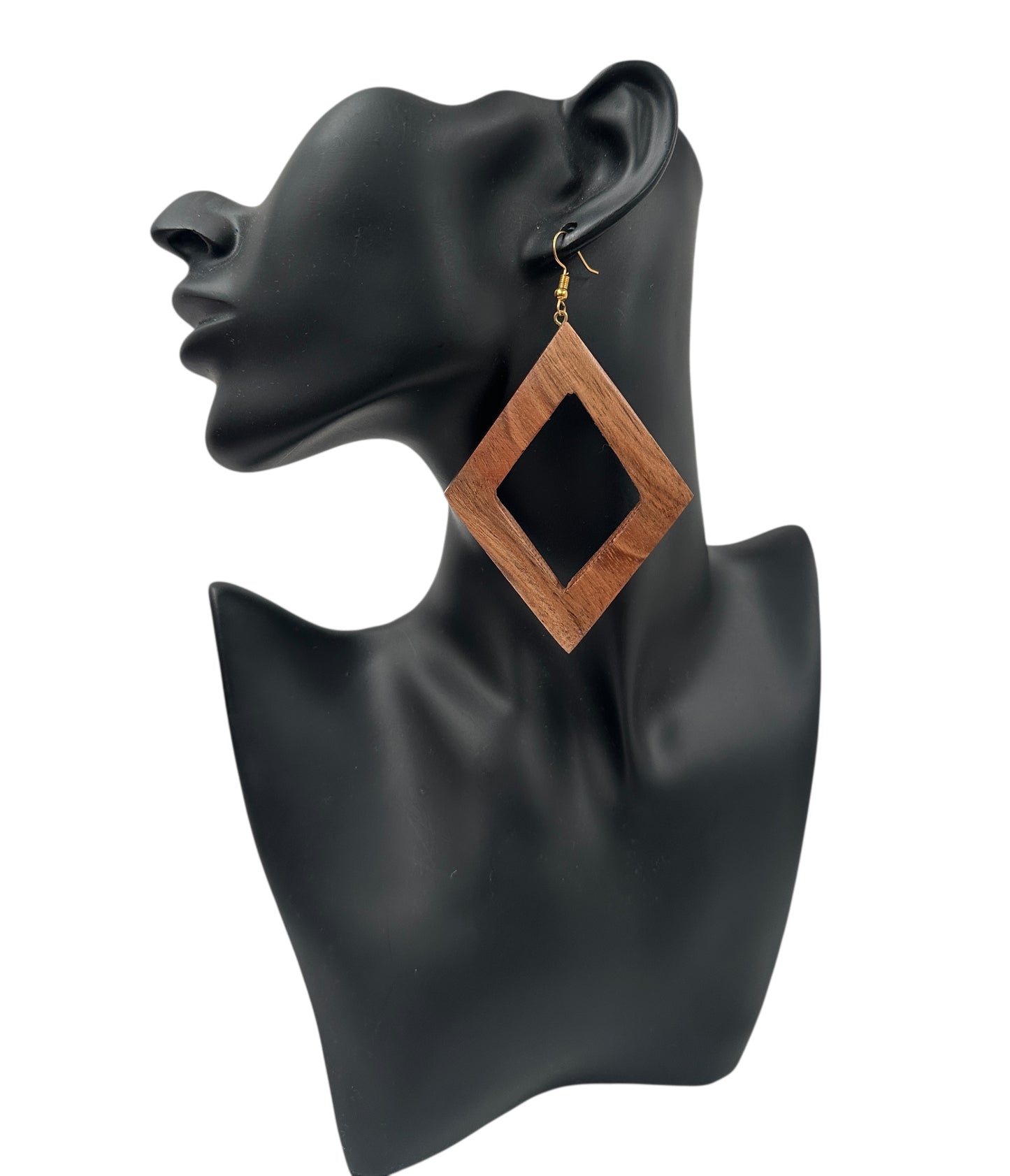 Geometric Wooden Square Dangle Earrings – Handmade Lightweight Boho Jewellery for Women UK - Fatisha Boutique #