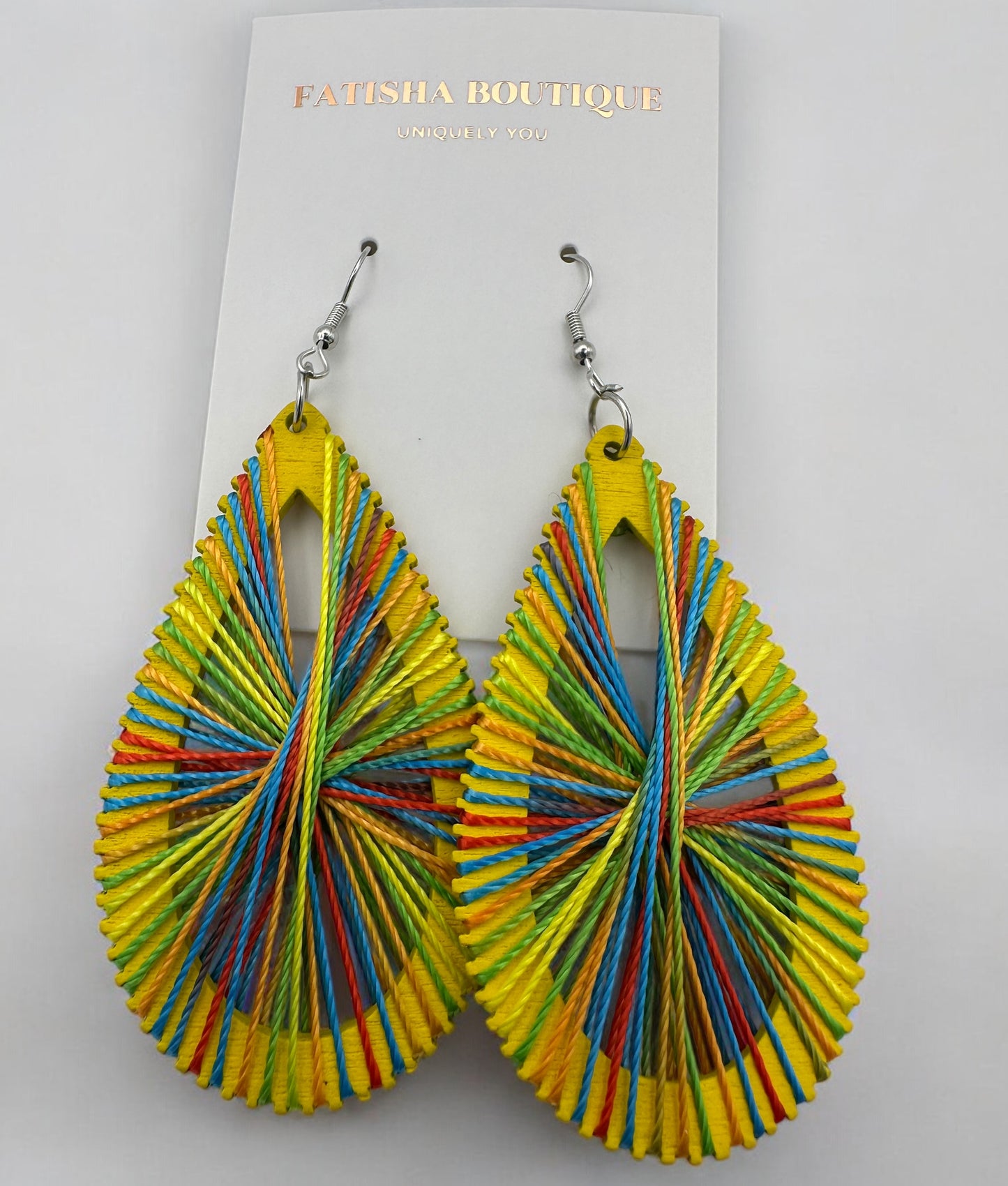 African Multicolour Thread Drop Earrings – Handmade Boho Statement Jewellery for Bold Women UK