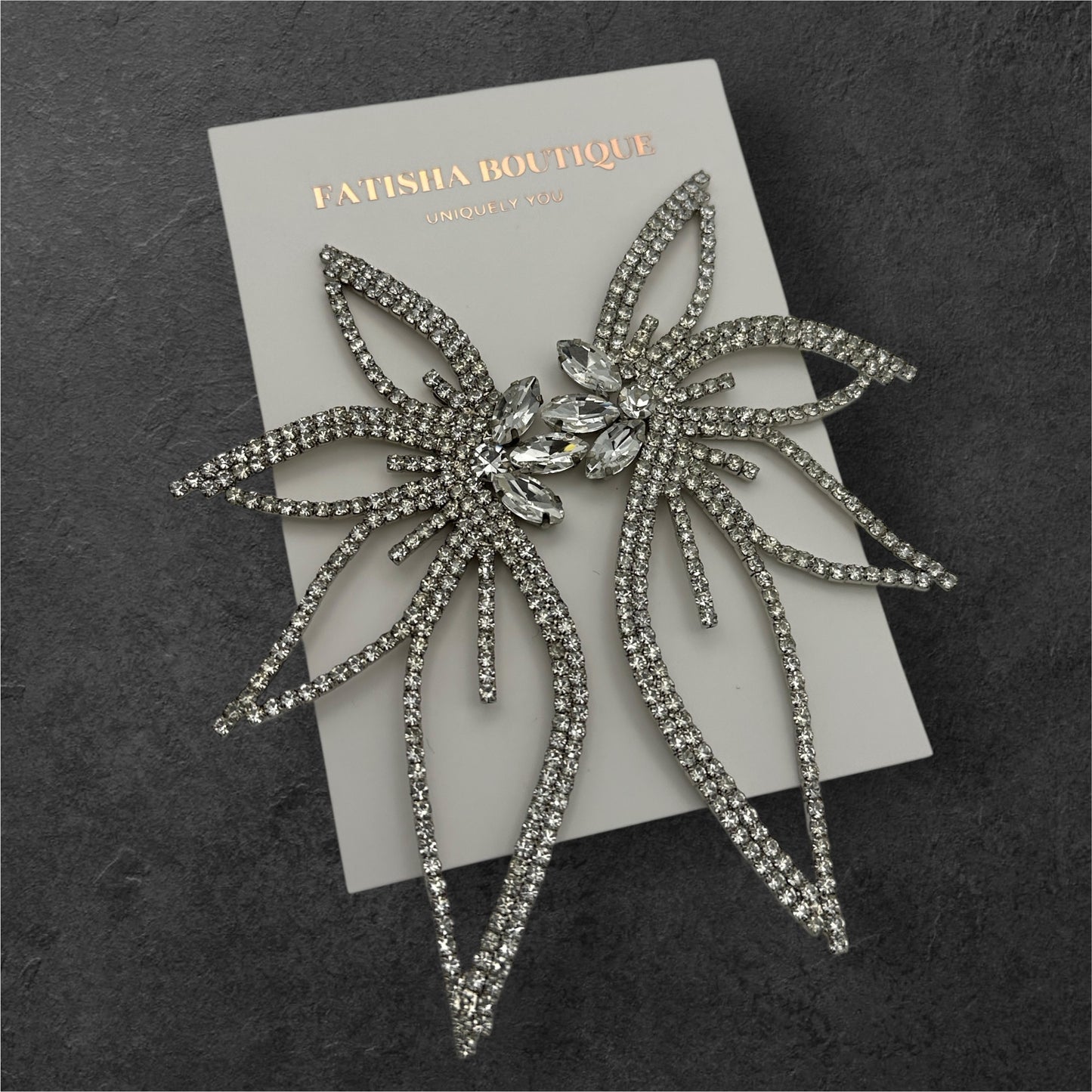 Elegant Crystal Flower Statement Earrings – Lightweight Glam Jewellery for Special Occasions - Fatisha Boutique #