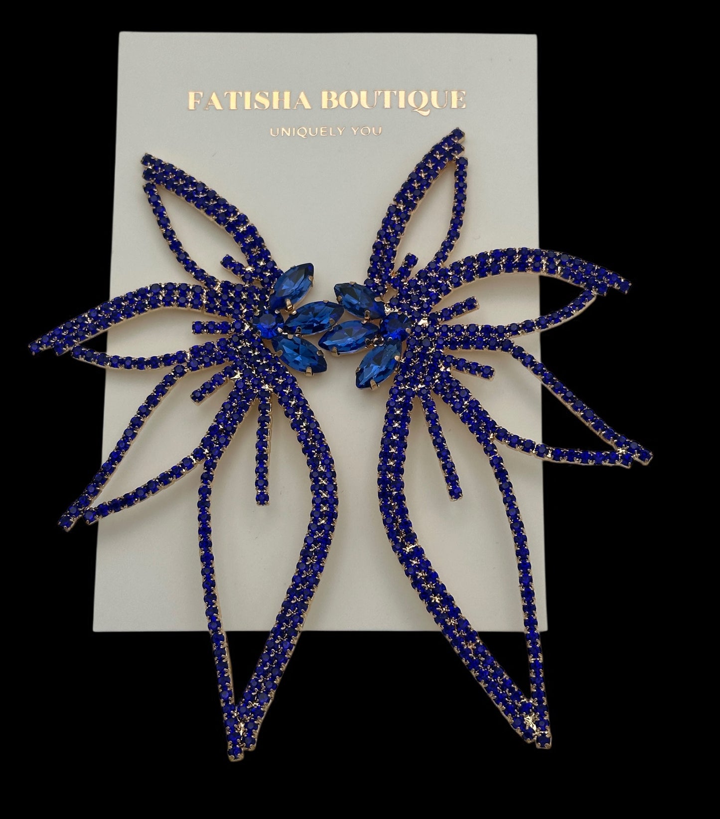 Elegant Crystal Flower Statement Earrings – Lightweight Glam Jewellery for Special Occasions - Fatisha Boutique #