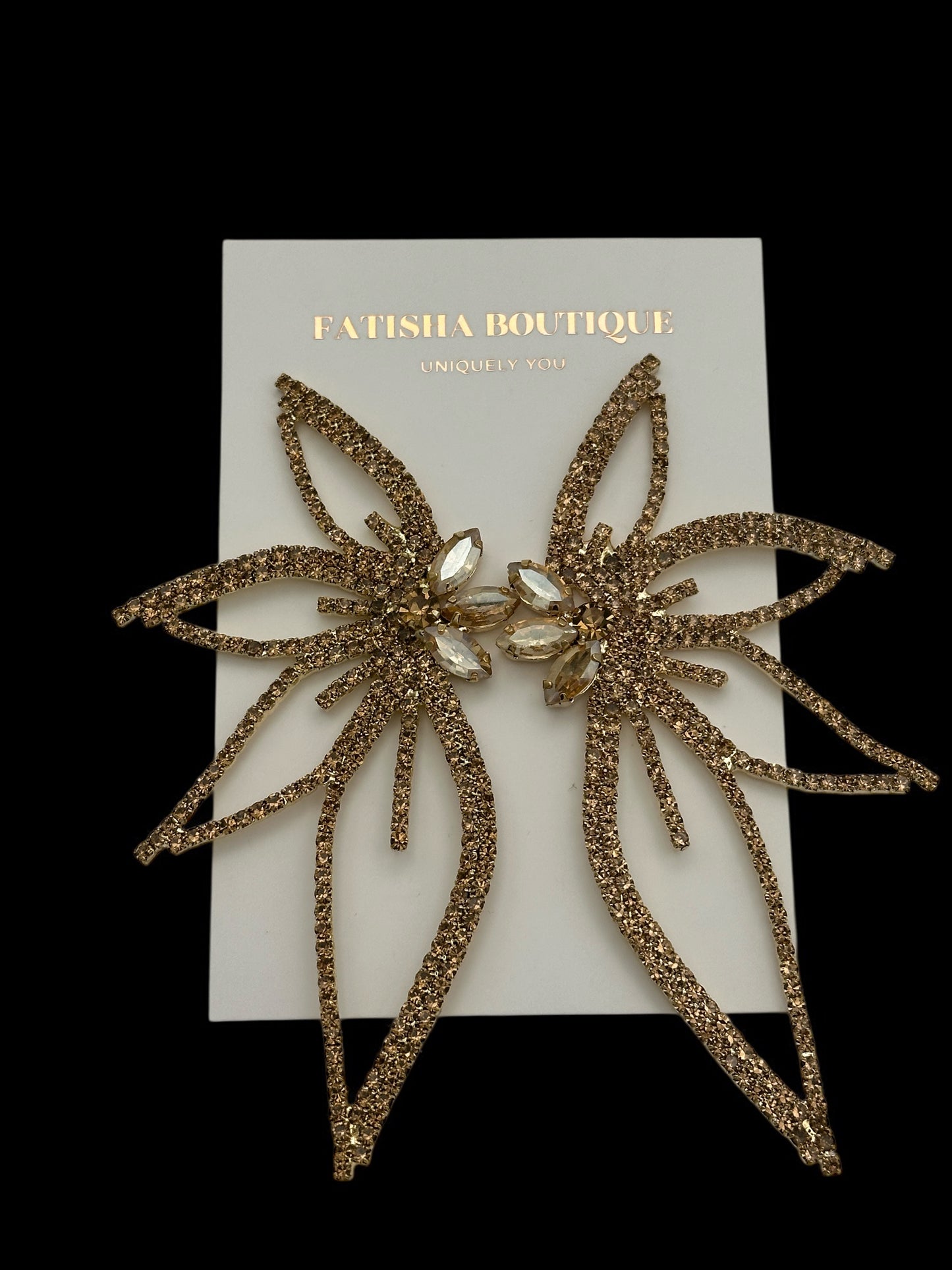 Elegant Crystal Flower Statement Earrings – Lightweight Glam Jewellery for Special Occasions - Fatisha Boutique #