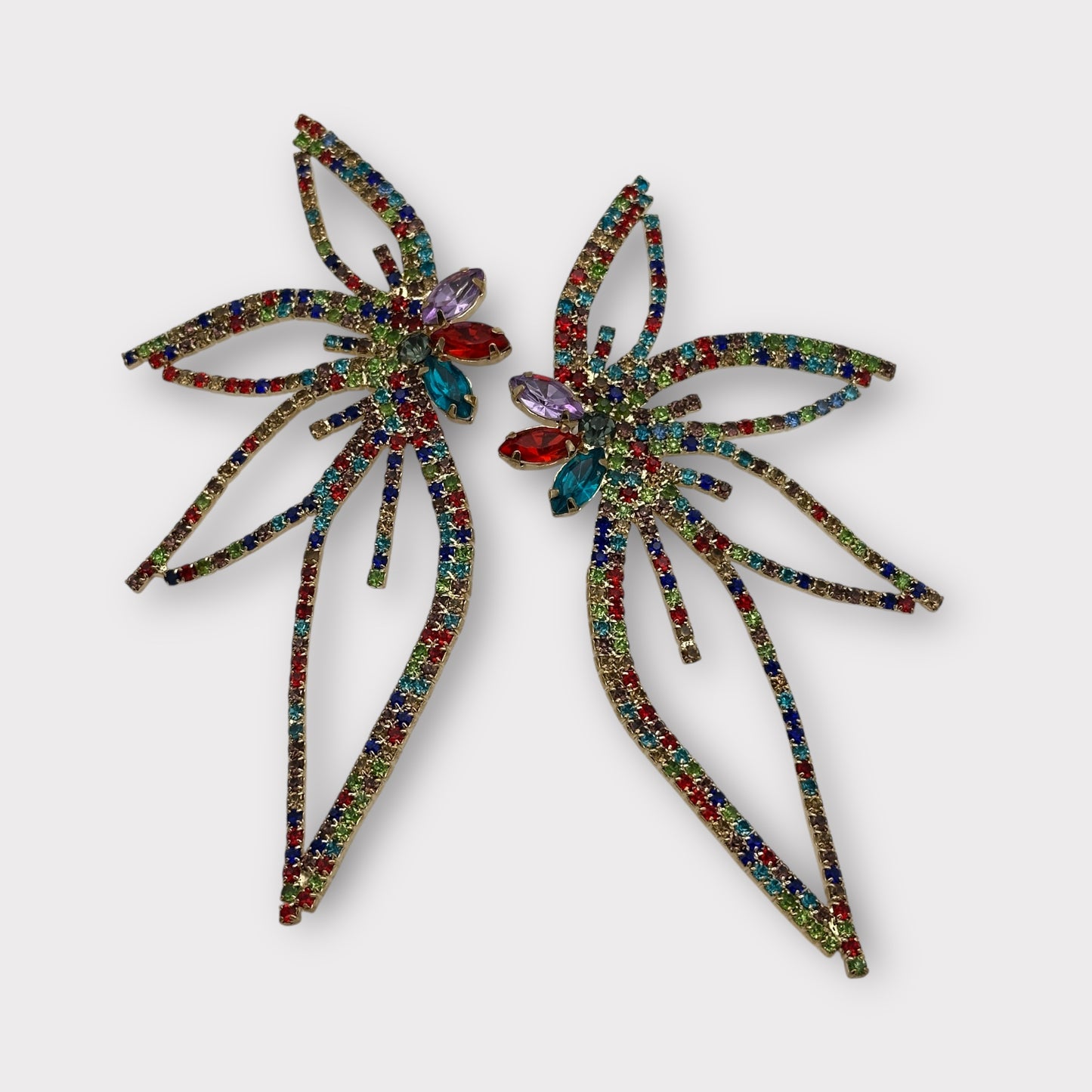 Luxury Crystal Rhinestone Flower Statement Earrings – Bold Handmade Studs - Fatisha Boutique #