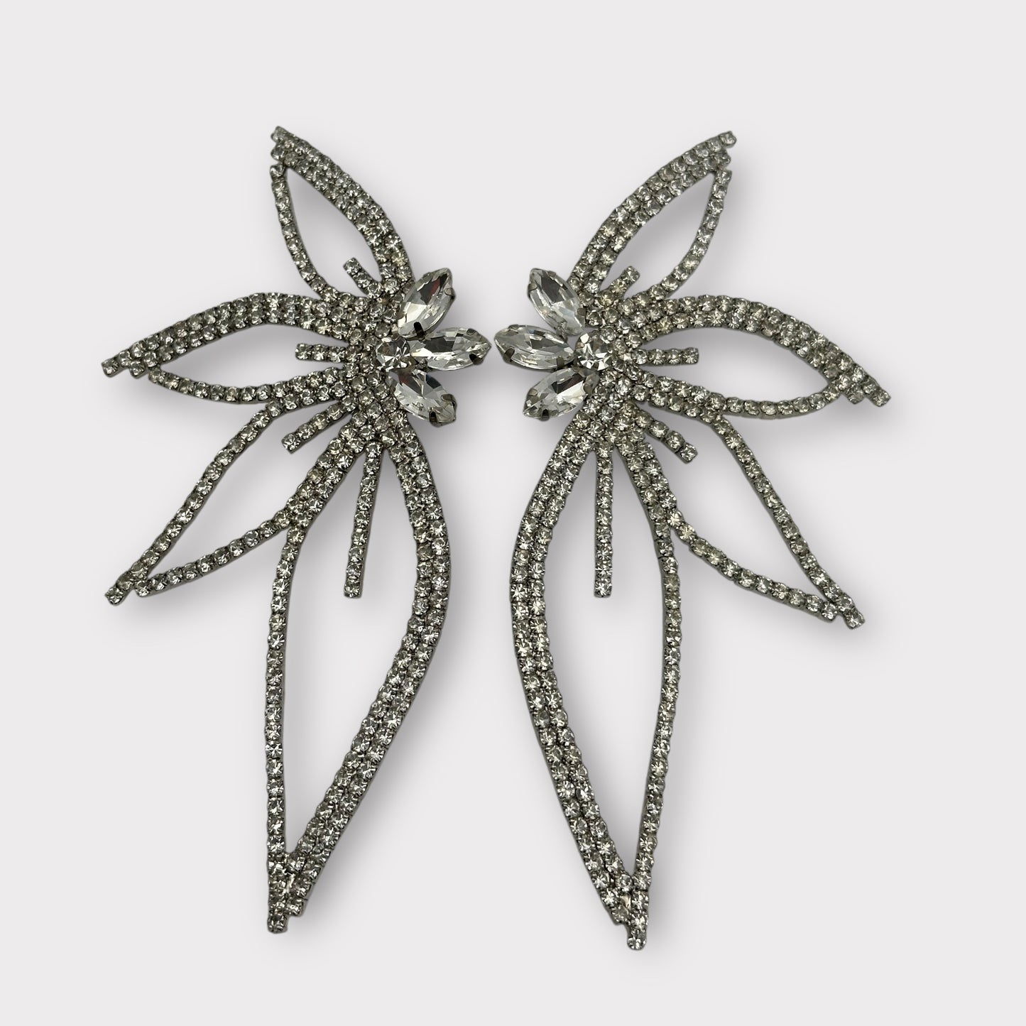Elegant Crystal Flower Statement Earrings – Lightweight Glam Jewellery for Special Occasions - Fatisha Boutique #