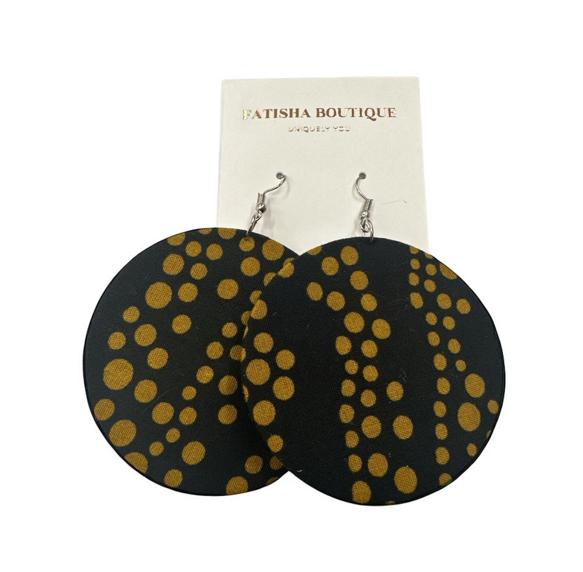 Bold Colourful Ankara Earrings | Handmade African Statement Round Fabric Dangle Jewellery - Fatisha Boutique #