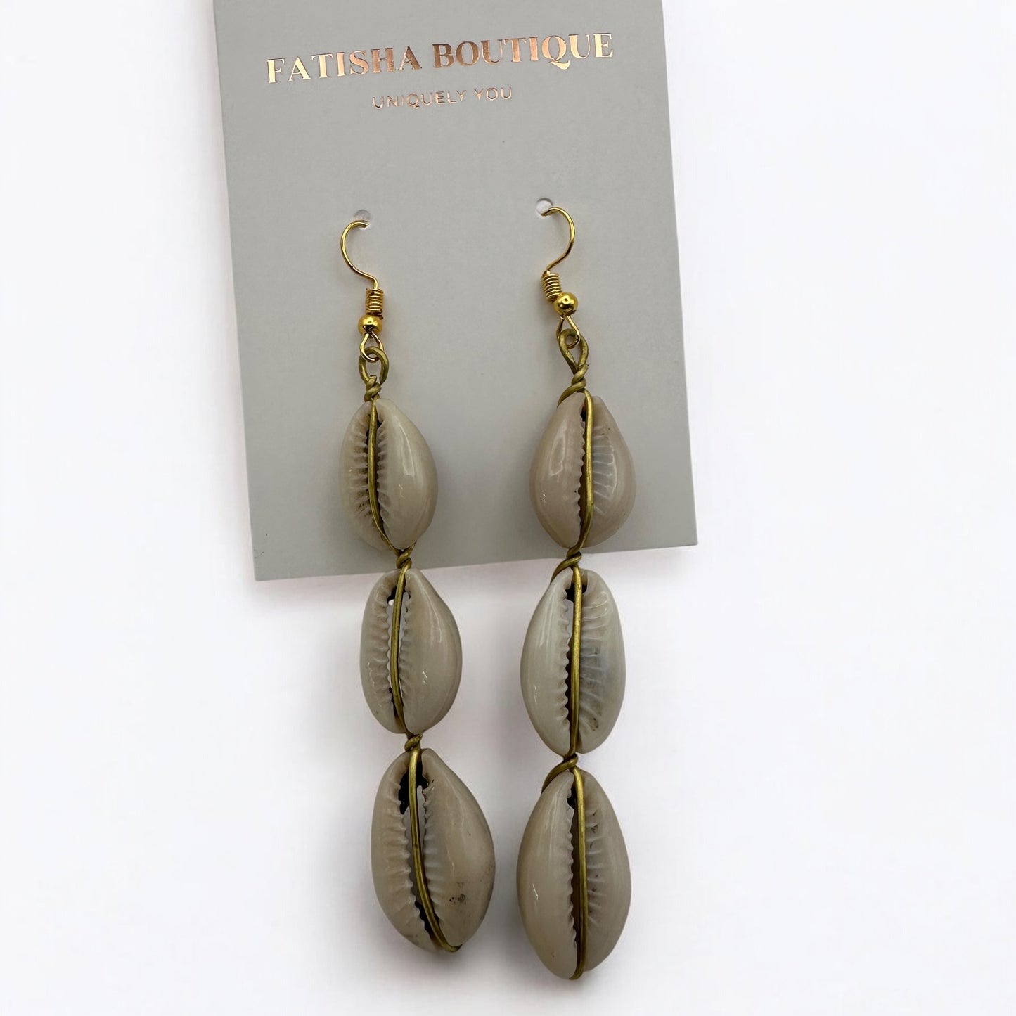 Authentic African Cowrie Shell Earrings – Long Tribal Boho Dangle Design | Fatisha Boutique UK - Fatisha Boutique #