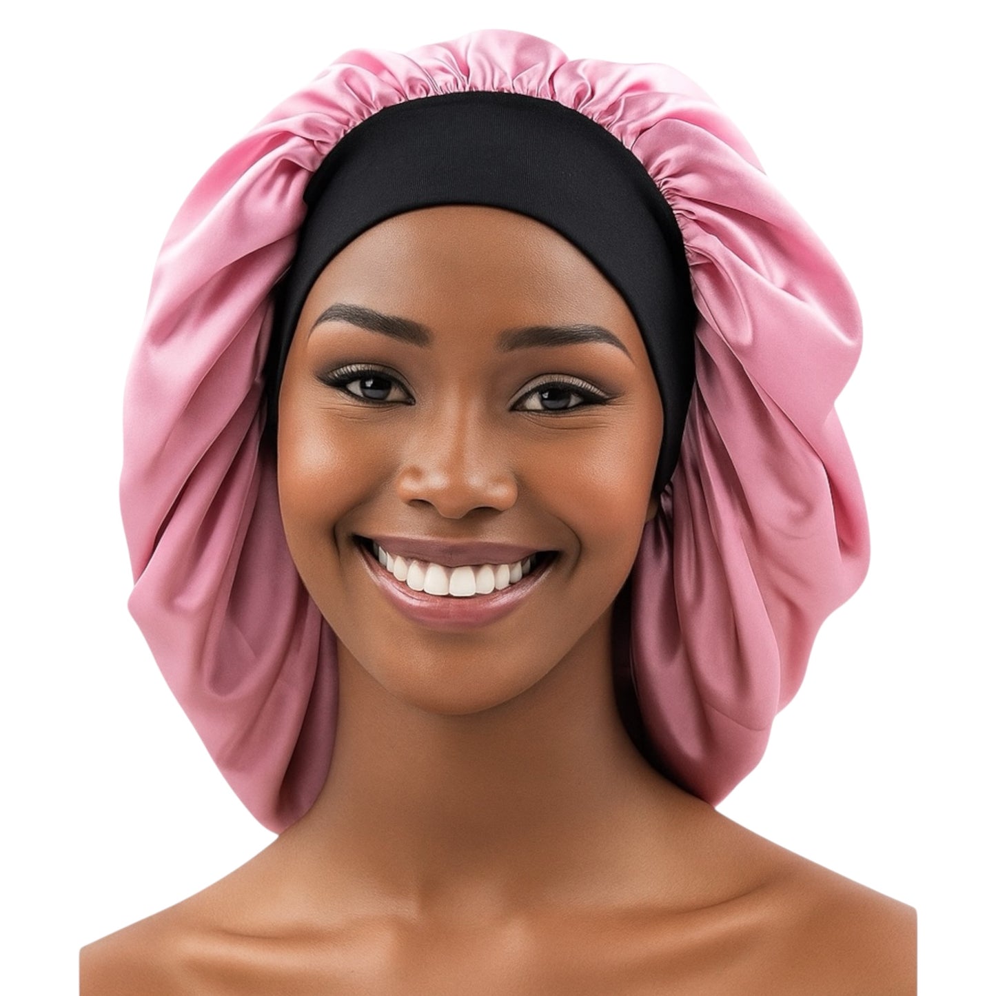 Satin Silk Bonnet Cap with Wide Band – Large Size for Braids, Locks & Natural Hair - Fatisha Boutique #