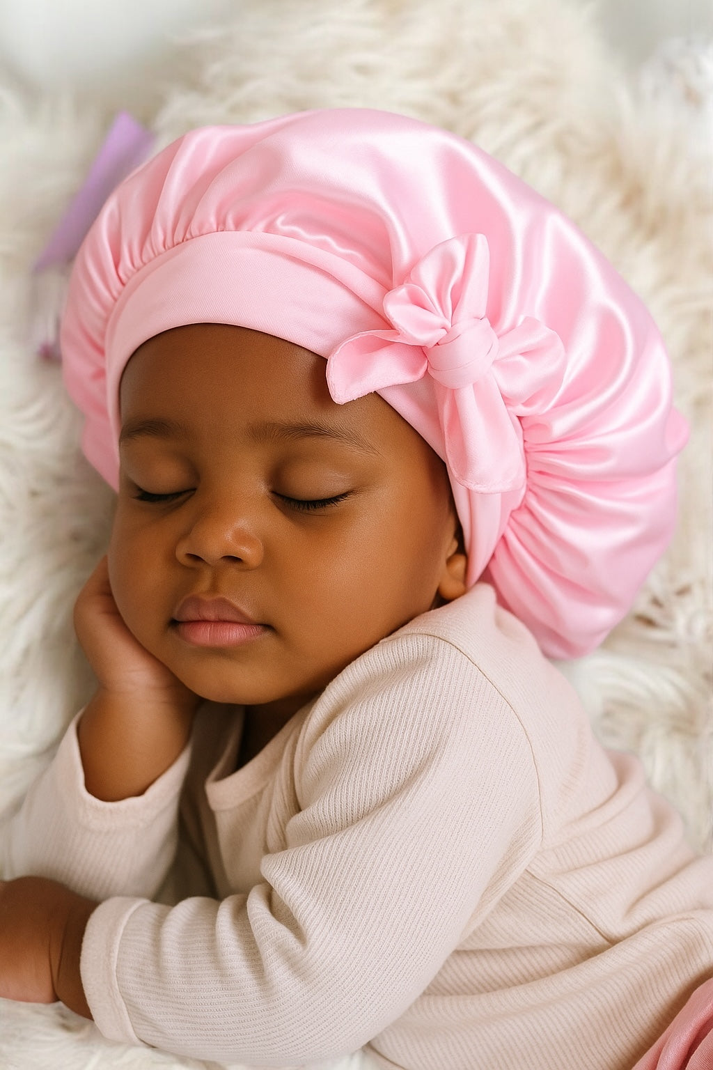 Kids Satin Silk Bonnet Cap with Bow – Lightweight Single Layer Sleep Hat for Girls, 9 Colour Options - Fatisha Boutique #