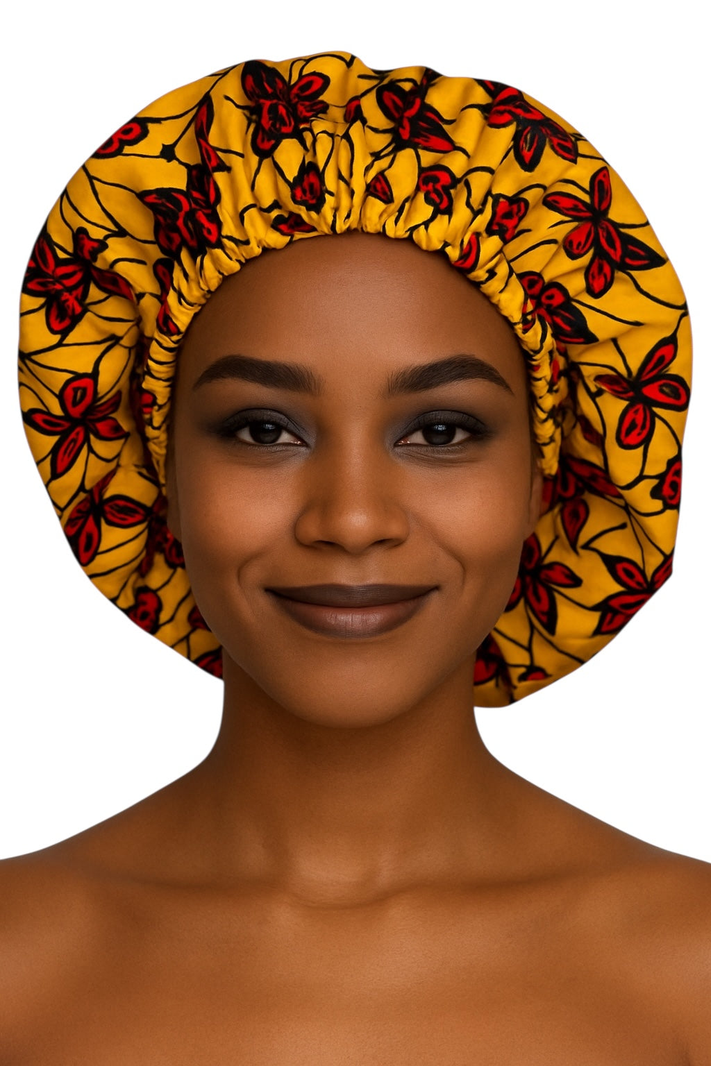 Bold Butterfly Print Satin Silk Bonnet – Yellow & Red Hair Wrap for Braids & Curls UK - Fatisha Boutique #