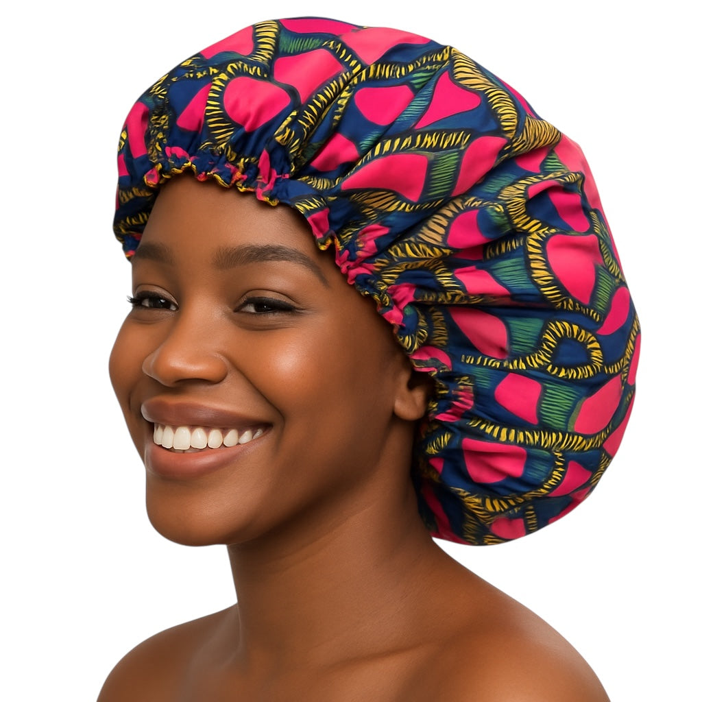 Adjustable Double-Layered Reversible Ankara Satin Silk Bonnet Caps – Stylish & Protective Hair Care - Fatisha Boutique #
