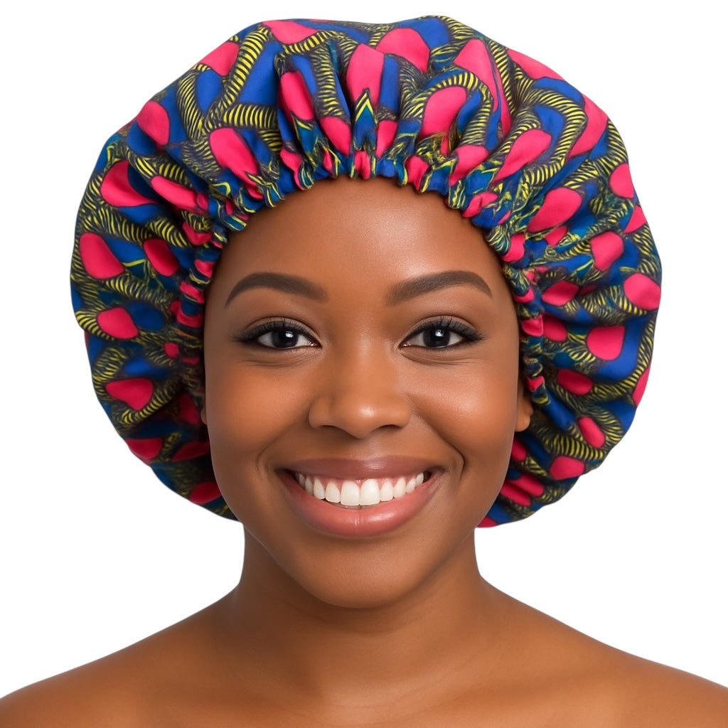 Adjustable Double-Layered Reversible Ankara Satin Silk Bonnet Caps – Stylish & Protective Hair Care - Fatisha Boutique #
