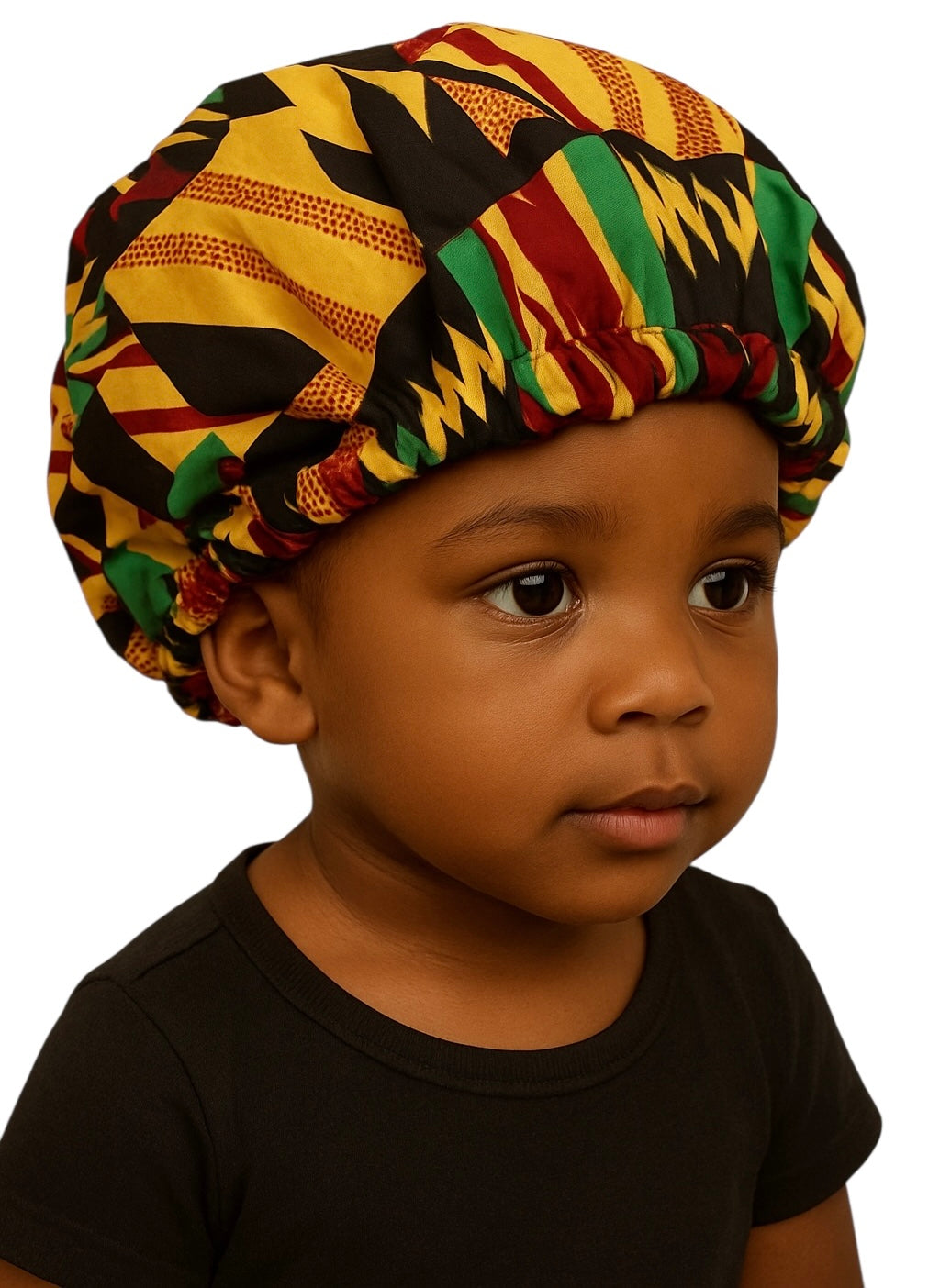 Kids Reversible Satin Bonnet Caps - Ankara Print for Hair Protection