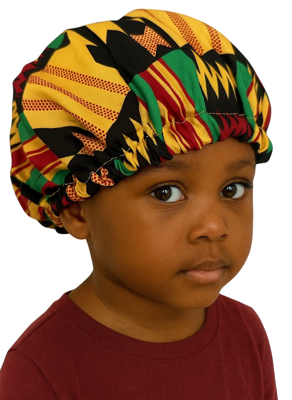 Kids Reversible Satin Bonnet Caps - Ankara Print for Hair Protection