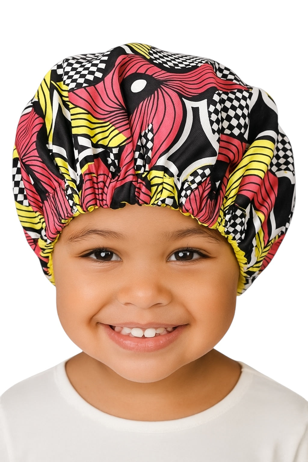 Kids Reversible Satin Bonnet Caps - Ankara Print for Hair Protection