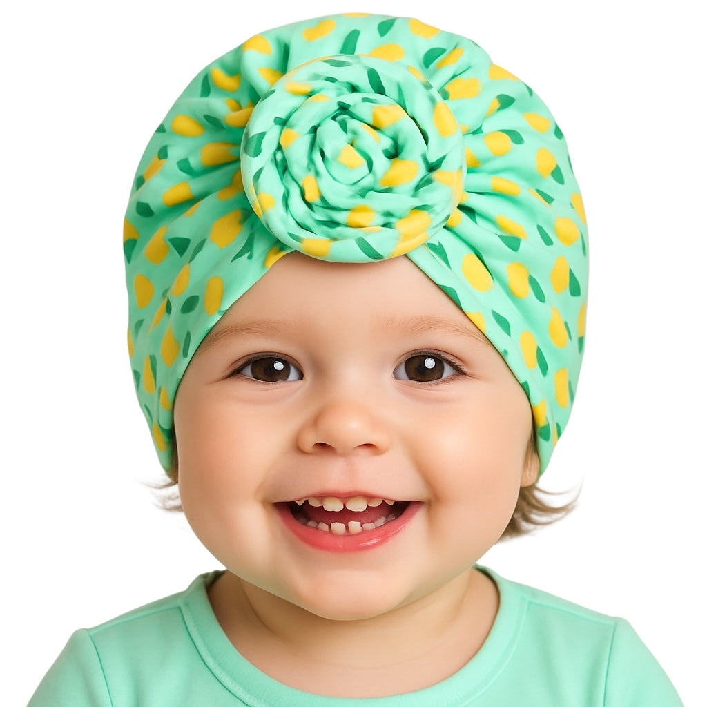 Pre-Tied Baby Turban Caps – Stretchy Cotton Caps for Girls (0–3 Yrs) - Fatisha Boutique #