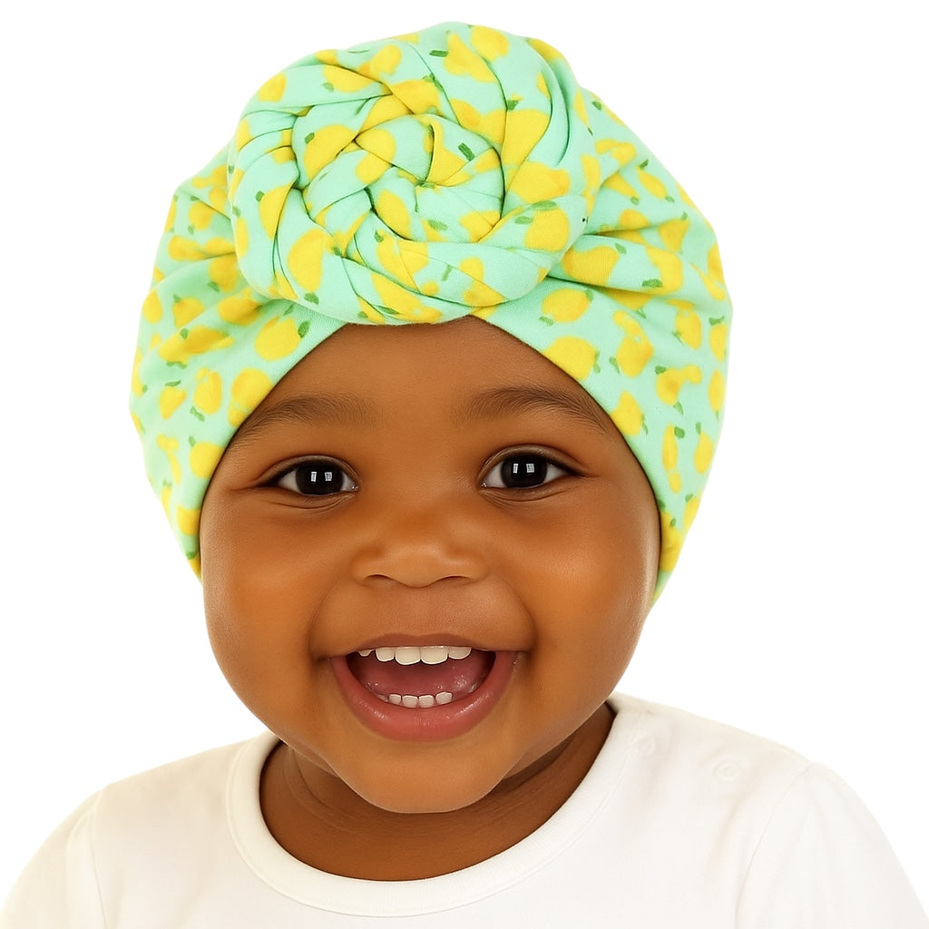 Pre-Tied Baby Turban Caps – Stretchy Cotton Caps for Girls (0–3 Yrs) - Fatisha Boutique #