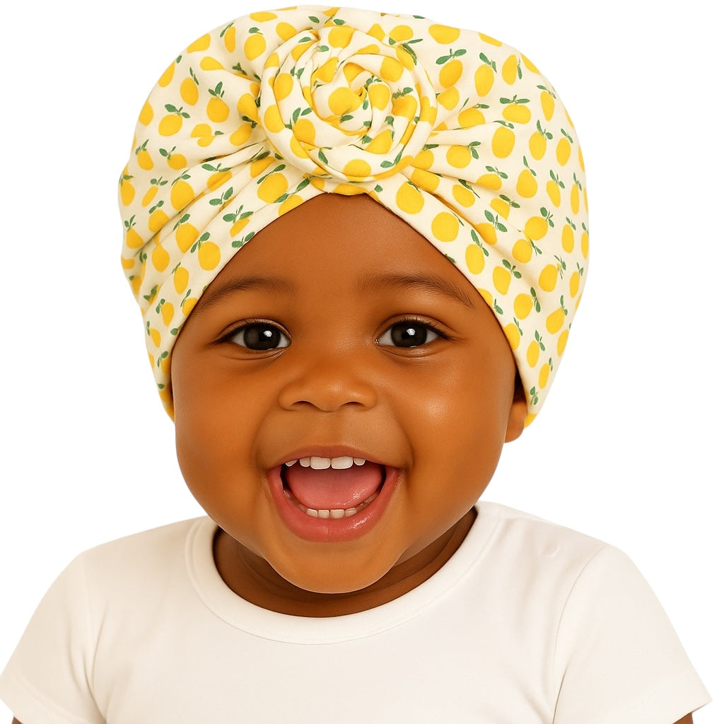 Pre-Tied Baby Turban Caps – Stretchy Cotton Caps for Girls (0–3 Yrs) - Fatisha Boutique #