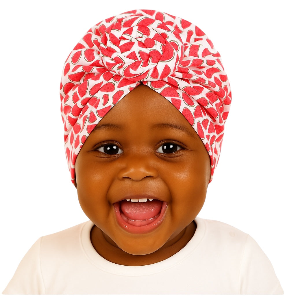 Pre-Tied Baby Turban Caps – Stretchy Cotton Caps for Girls (0–3 Yrs) - Fatisha Boutique #