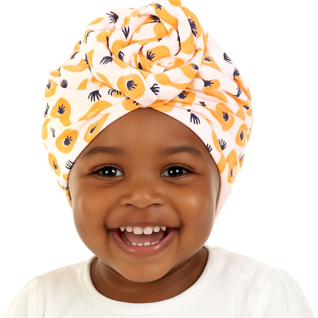 Pre-Tied Baby Turban Caps – Stretchy Cotton Caps for Girls (0–3 Yrs) - Fatisha Boutique #
