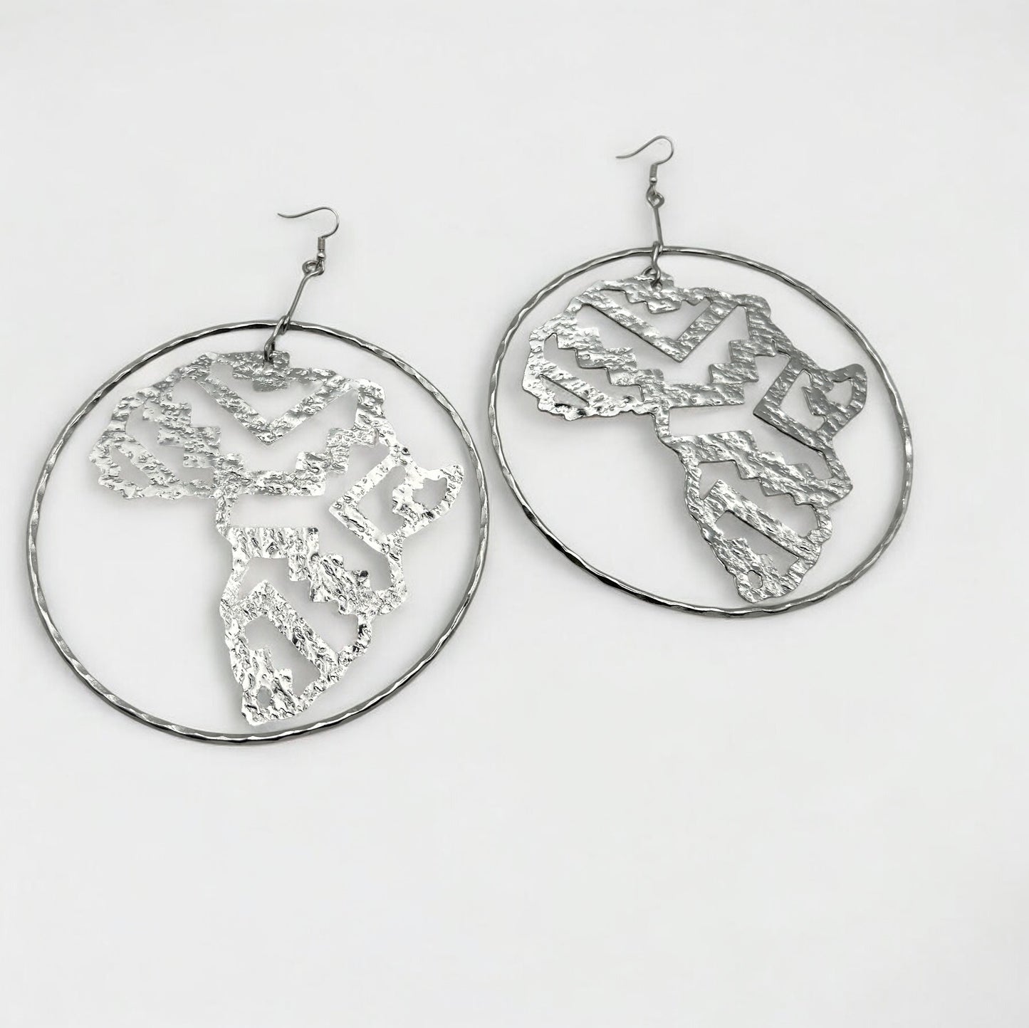Handcrafted Oversized African Map Statement Earrings – Bold & Unique - Fatisha Boutique #