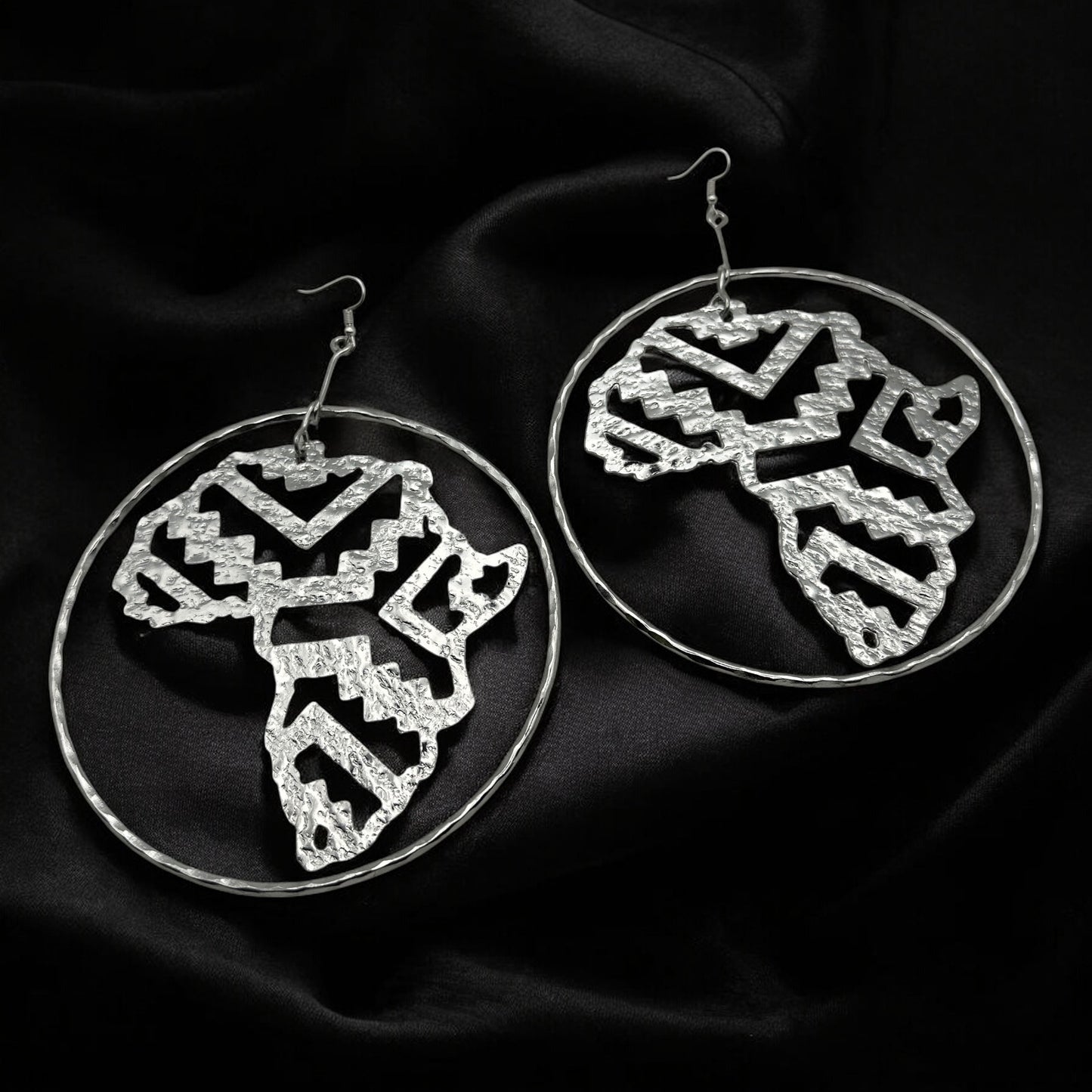Handcrafted Oversized African Map Statement Earrings – Bold & Unique - Fatisha Boutique #