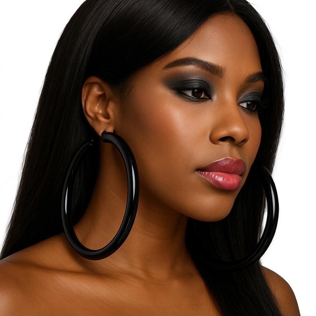 Oversized Big Statement Hoop Earrings – Bold Gold, Silver & Black Hoops for Women - Fatisha Boutique #